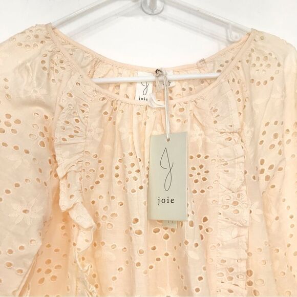 JOIE Cream Eyelet Lace Ruffle Long Sleeve Blouse NEW With Tags - Picture 3 of 14
